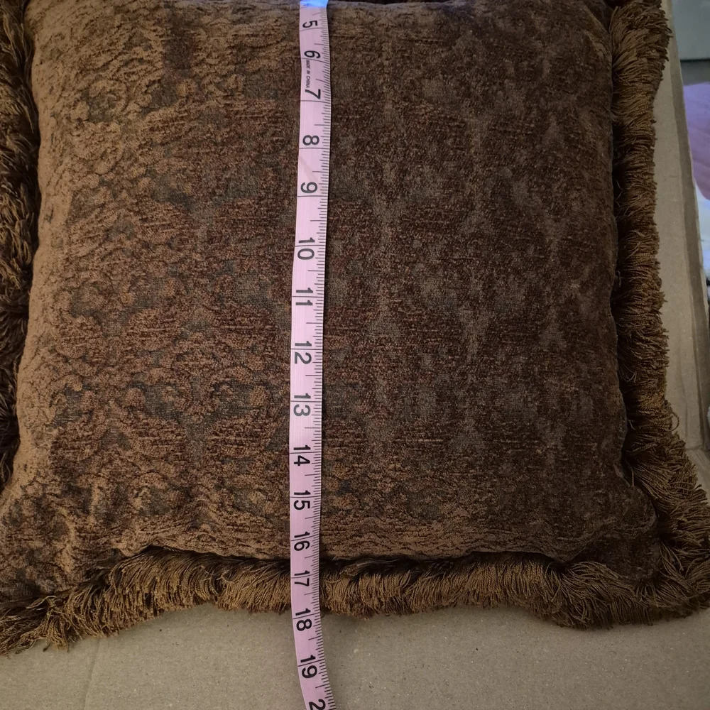 Borgata Textured Brown Decorative Throw Pillow with Fringe